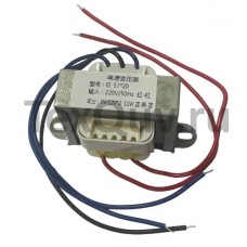 Трансформатор питания, сердечник El 57-20, 50Гц, понижение с 220В до 2х12В, 0.7А-11Вт
