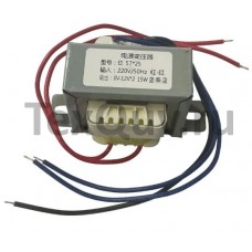 Трансформатор питания, сердечник El 57-25, 50Гц, понижение с 220В до 2х12В, 0.9А-15Вт