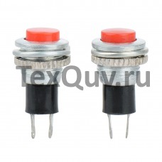 Кнопка DS-316 2PIN 0,5A-125V 7,8мм OFF-(ON) красная без фиксации