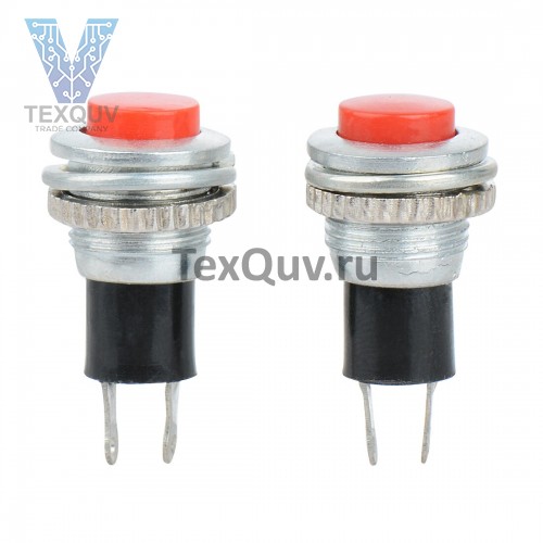Кнопка DS-316 2PIN 0,5A-125V 7,8мм OFF-(ON) красная без фиксации