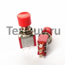 Кнопочный переключатель PS-102 3A-250V 3PIN 6мм красный, красная голова без фиксации