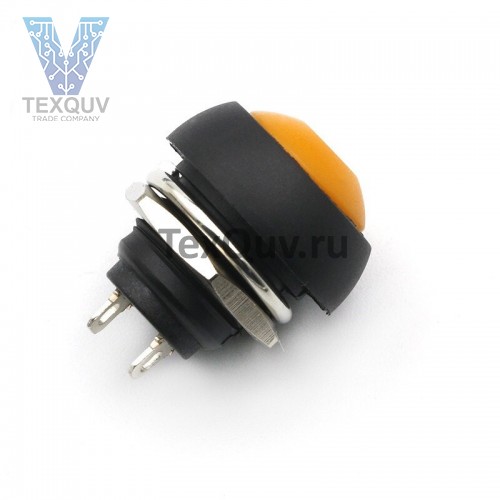 Кнопка PBS-33B 2PIN 1A-250V 12мм OFF-(ON) оранжевая без фиксации