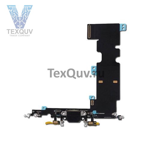 Шлейф с разъемом зарядки для Apple iPhone 8 Plus Черный оригинал