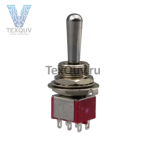 Мини тумблер с большой длинной ручкой 12мм 3A-250V 6PIN (ON-ON)