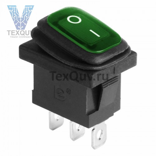 Выключатель KCD1-201-4W 250V 6А (ON-OFF) зеленый