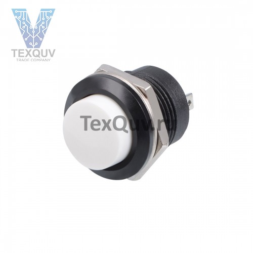 Кнопка R13-507 2PIN 3A-250V 16мм OFF-(ON) белая без фиксации