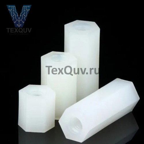 Стойка нейлоновая шестигранная мама-мама HTP-305 М3х5 (резьба М3, высота 5мм)