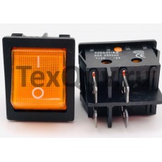 Переключатель клавишный оранжевый с подсветкой KCD4-201N-B 4PIN 30A-250V 21,5х27мм (ON-OFF)