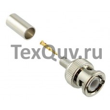 Разъем BNC Коаксиальный, прямой штекер, обжимной
