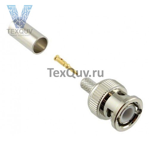 Разъем BNC Коаксиальный, прямой штекер, обжимной