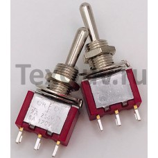 Мини тумблер с большой длинной ручкой 12мм 2A-250V 3PIN (ON-OFF-ON)