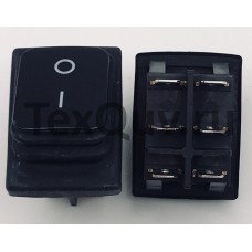 Переключатель клавишный черный KCD2 6PIN 20A-125V 21,5х27мм (ON-OFF) влагозащита