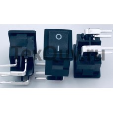 Переключатель клавишный черный с изогнутыми ножками 6А-250V 4PIN (ON-OFF) 13х19мм