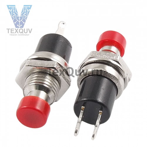 Кнопка нажимная PBS-110 2PIN красная без фиксации