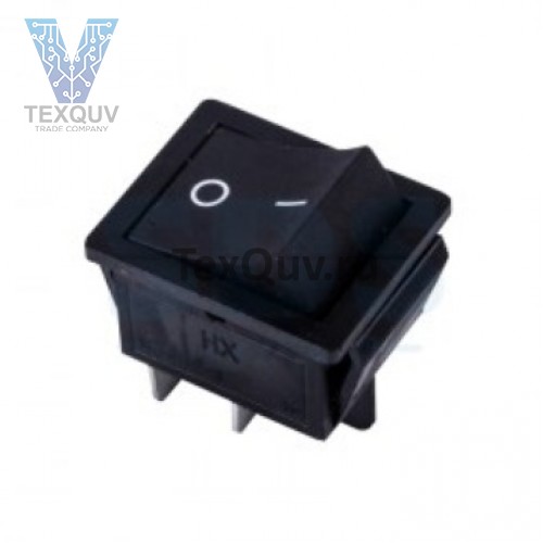 Переключатель клавишный черный KCD4 4PIN 16A-125V 21,5х27мм (ON-OFF)