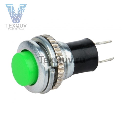 Кнопка DS-316 2PIN 0,5A-125V 7,8мм OFF-(ON) зеленая без фиксации