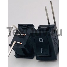 Переключатель клавишный черный с изогнутыми ножками 10А-250V 2PIN (ON-OFF) 13х19мм