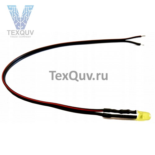 Светодиод желтый-5мм с проводом