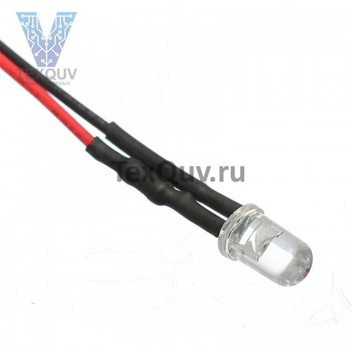 Светодиод белый-8мм с проводом