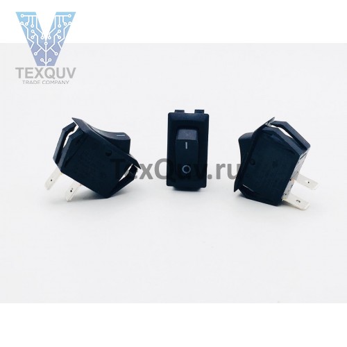 Переключатель клавишный черный 16А-250V 2PIN (ON-OFF) 12х23,5мм