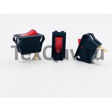 Переключатель клавишный красный с подсветкой 16А-250V 3PIN (ON-OFF) 12,5x23мм
