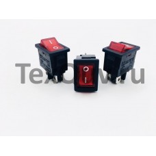 Переключатель клавишный красный с подсветкой 6А-250V 4PIN (ON-OFF) 13х18,5мм