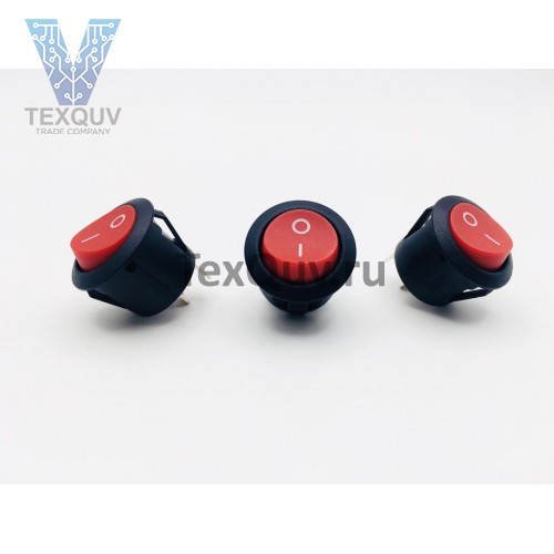 Переключатель клавишный круглый 6А-250V 2PIN красный (ON-OFF) 20мм