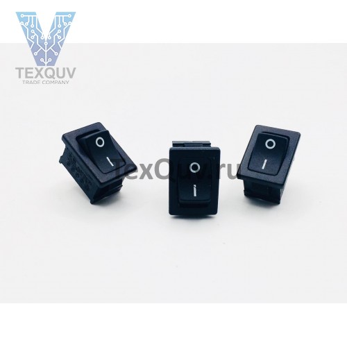 Переключатель клавишный черный 6А-250V 2PIN (ON-OFF) 12x19мм