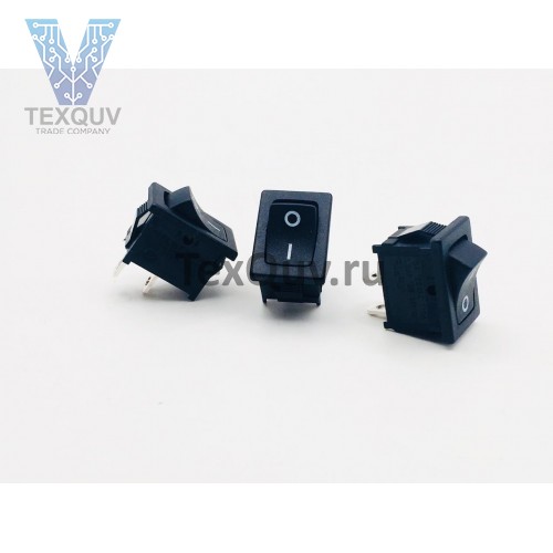 Переключатель клавишный черный 10А-250V 2PIN (ON-OFF) 12,5x18мм