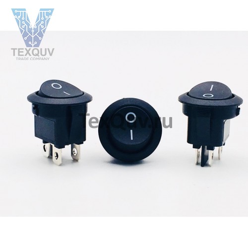 Переключатель клавишный круглый 6А-250V 4PIN (ON-OFF) 20,5мм