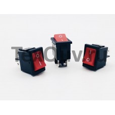 Переключатель клавишный красный 6А-250V 4PIN (ON-OFF) 13х19мм 