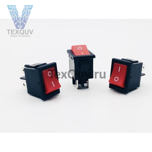 Переключатель клавишный красный 6А-250V 4PIN (ON-OFF) 13х19мм