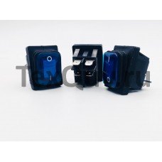 Переключатель клавишный синий с подсветкой влагозащита 16(8)А-250V 4PIN (ON-OFF) 21,5х27мм