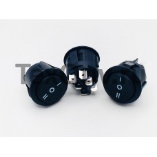 Переключатель клавишный круглый 6А-250V 6PIN черный (ON-OFF-ON) 22,5мм