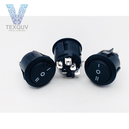 Переключатель клавишный круглый 6А-250V 6PIN черный (ON-OFF-ON) 22,5мм