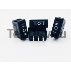 Переключатель клавишный черный 6А-250V 3PIN (ON-OFF-ON) 7х18мм