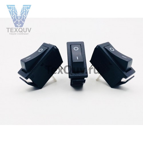 Переключатель клавишный длинный черный 16А-250V 2PIN (ON-OFF) 30х11мм