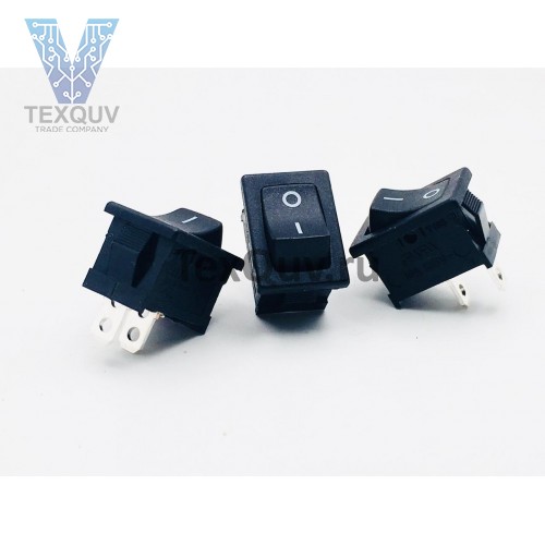 Переключатель клавишный черный 6А-250V 2PIN (ON-OFF) 12,5х18,5мм