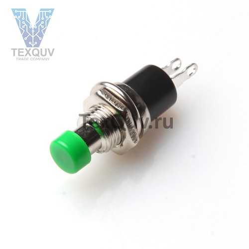 Кнопка нажимная PBS-110 2PIN зеленая без фиксации