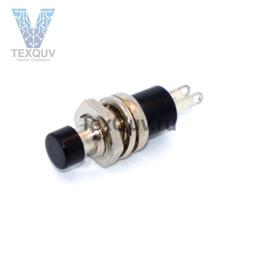 Кнопка нажимная PBS-110 2PIN черная без фиксации