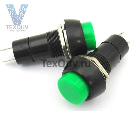 Кнопка PBS-11B 2PIN 1A-250V OFF-(ON) зеленая без фиксации