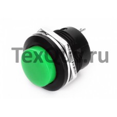 Кнопка R13-507 2PIN 3A-250V 16мм OFF-(ON) зеленая без фиксации
