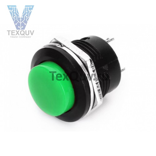 Кнопка R13-507 2PIN 3A-250V 16мм OFF-(ON) зеленая без фиксации