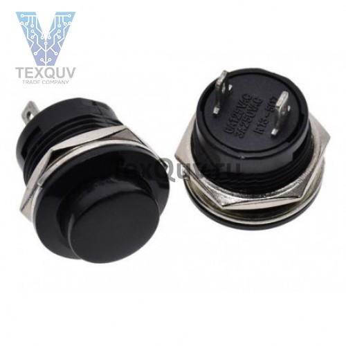 Кнопка R13-507 2PIN 3A-250V 16мм OFF-(ON) черная без фиксации