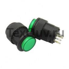 Кнопка R16-503AD-G 4PIN 3A-250V 16мм OFF-ON зеленая с фиксацией