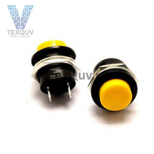 Кнопка R13-507 2PIN 3A-250V 16мм OFF-(ON) желтая без фиксации