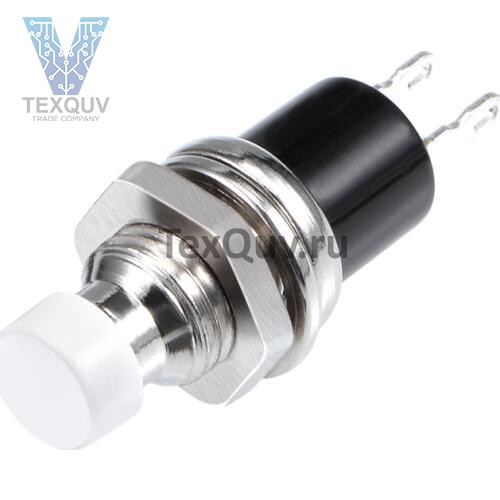 Кнопка нажимная PBS-110 2PIN белая без фиксации